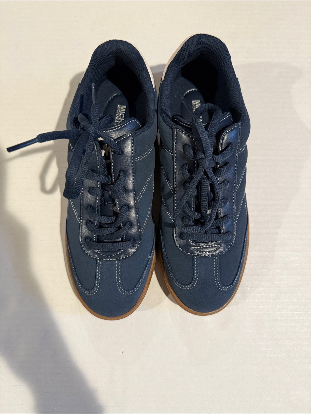 Michael Kors Navy Lace-Up Sneakers with Contrast Stitching